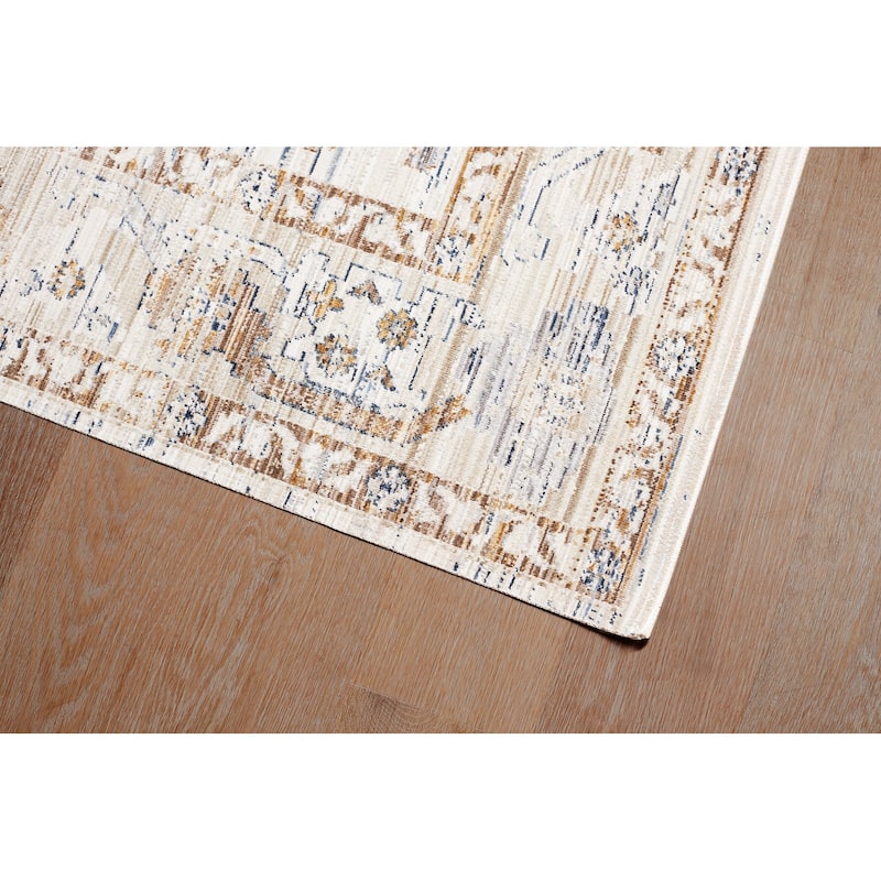 Terra by Obeetee Ava Diamond Medallion Ivory Rug