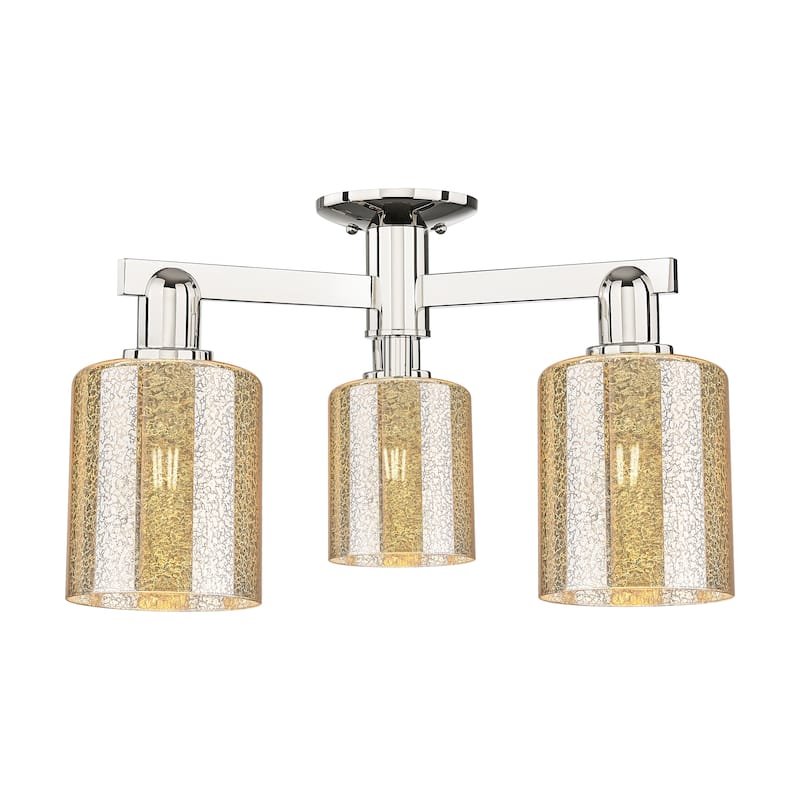 Innovations Lighting Endless Possibilities Arcadia - Cobbleskill - 3 Light 23" Semi-Flush Mount - Mercury/Polished Nickel