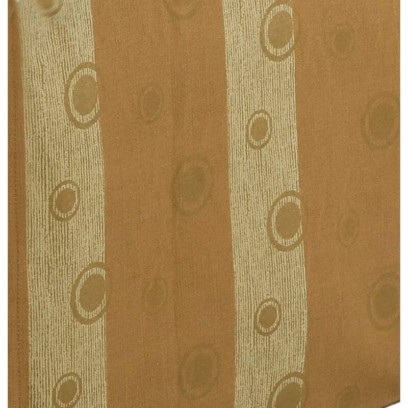 Light Brown Tan Striped Circle Pattern Bed Skirt Cotton Twill Pleated Dust Ruffle with Split Corners, Tailored 16" Drop