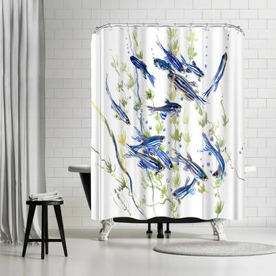 Americanflat 71" x 74" Shower Curtain, Zebrafish Danio by Suren Nersisyan