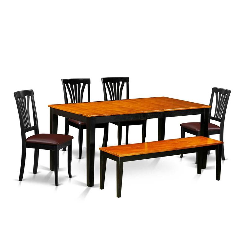 6 Piece Dining Set - Rectangle Table, 4 Chairs, Bench - Kitchen Dinette Set