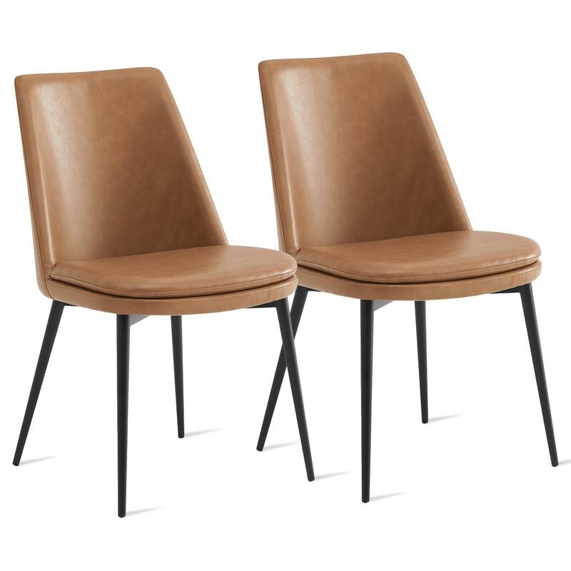 Ariel Mid-Century Upholsteried Dining Chair with Metal Legs Set of 2
