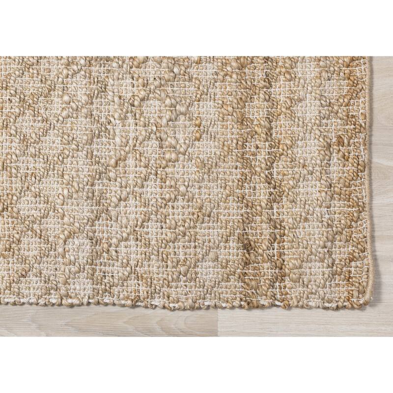 Light Sand Jute Handmade Diamond Pattern Area Rug