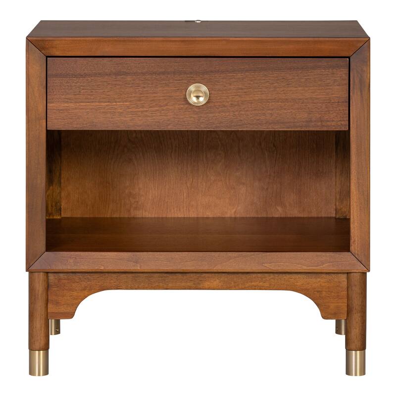 Furniture of America Forma Mid-Century Modern 3-Piece Walnut Solid Wood Platform Bedroom Set