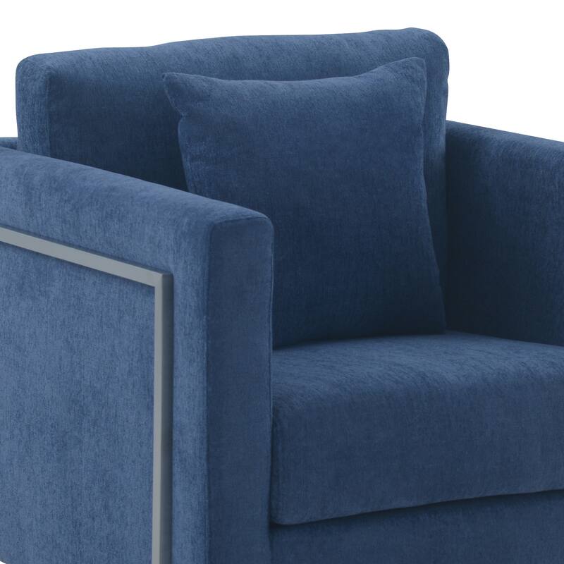 Heritage Fabric Accent Chair with Brushed Stainless Steel Legs