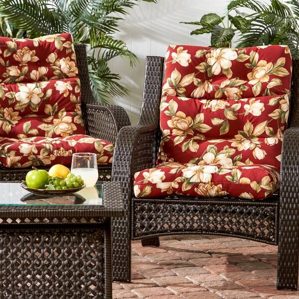 Roma Floral 22in x 44in Outdoor High Back Chair Cushion (Set of 2
