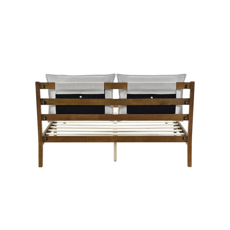 Carmen Pillow Top Headboard Platform Queen Bed Frame, Solid Rubberwood