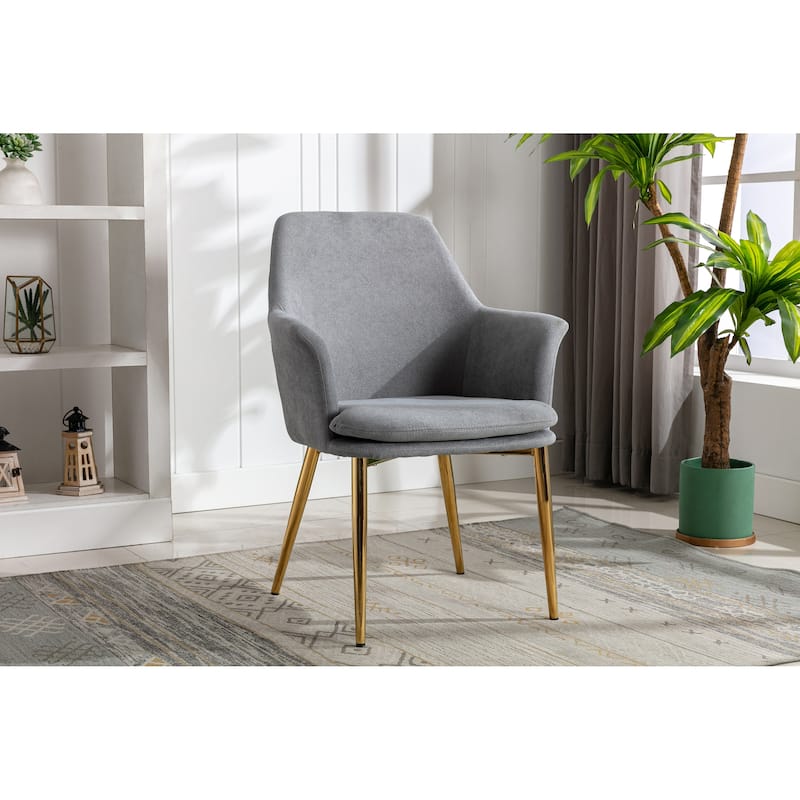Porthos Home Dak Dining Chair with Armrests, Velvet, Gold Chrome Legs