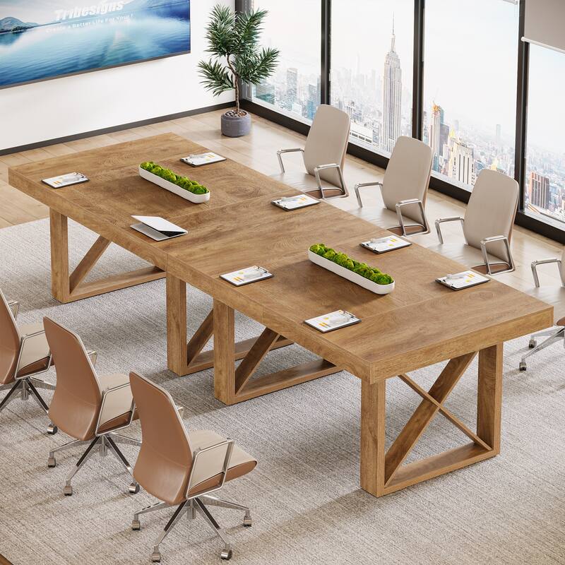 63-Inch Long Wood Conference Table, Simple Meeting Desk for Home Office & Small Team Gatherings