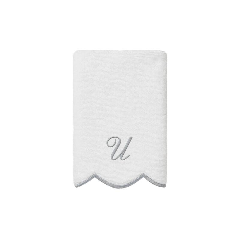 Authentic Hotel and Spa 100% Turkish Cotton Grey ADORNIA Scallop Personalized 3 Piece Towel Set - 3 Piece Set
