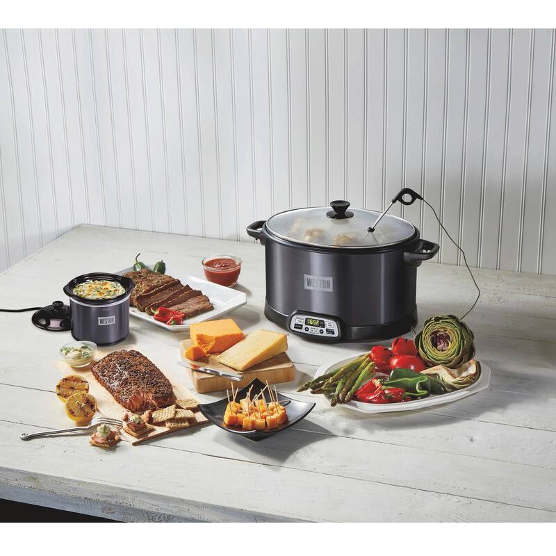 Weston 2-in-1 Indoor Smoker & 6 Quart Slow Cooker with Party Dipper