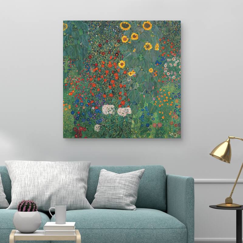 Garden with Sunflowers by Gustav Klimt Canvas Art Print