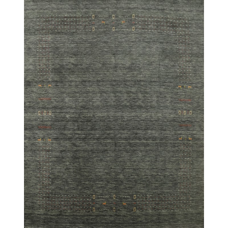 Hand Knotted Oriental 100% Wool Carpet Tribal Animal Pictorial Greys & Charcoal Gabbeh Area Rug - 9' 9'' X 10' 0''