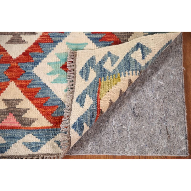 Multicolor Kilim Oriental Rug Flatweave Wool Foyer Carpet - 3'4" x 5'2"