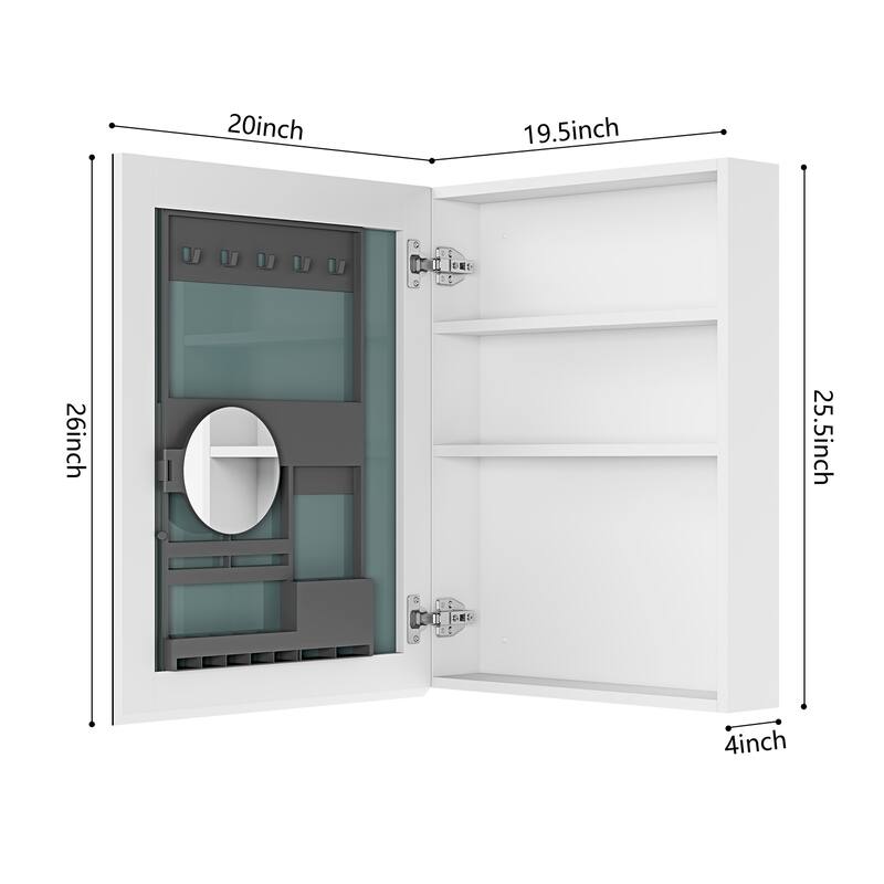 Wall Mounted Bathroom Medicine Cabinet with HD Mirror, Recessed or Surface Mount, Storage for Cosmetics & Personal Care