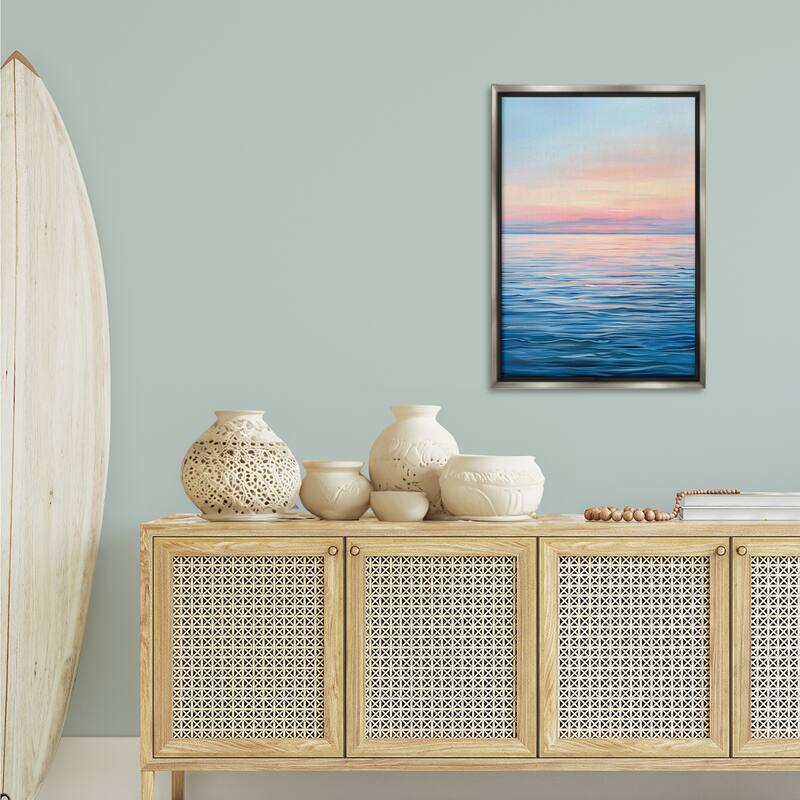 Stupell Sunrise over Ocean Gradient Framed Floater Canvas Wall Art Design By LSR Design Studio