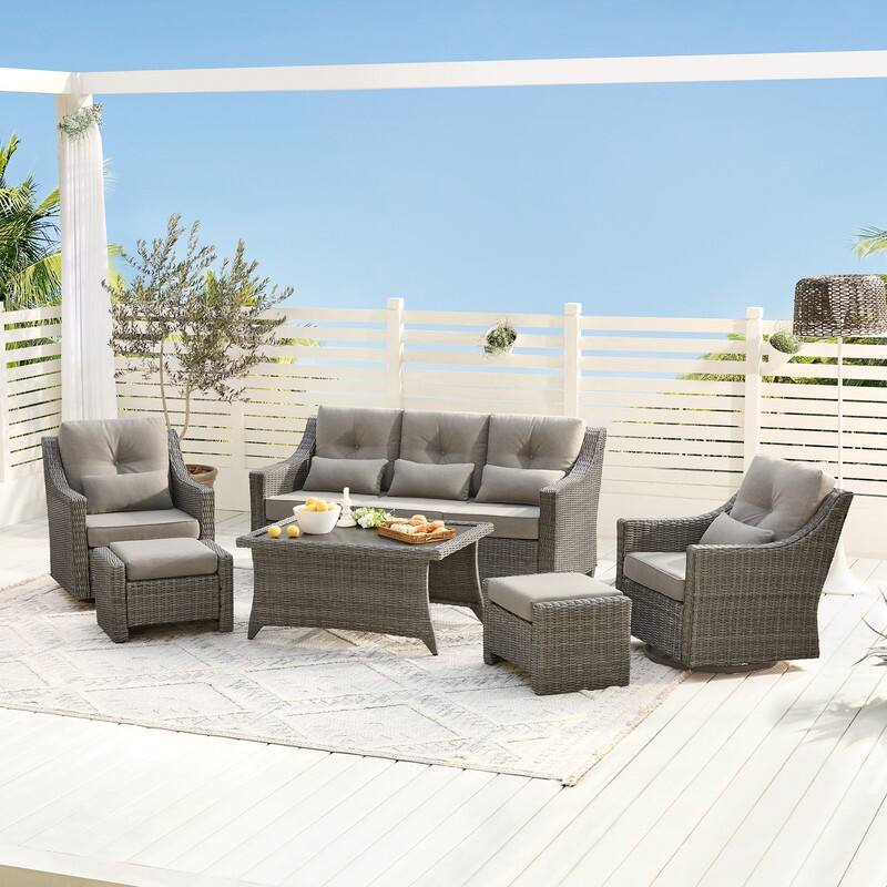 Murphy 6-Piece Outdoor Wicker Patio Furniture Conversation Sofa Sets