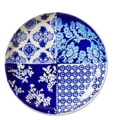 Lisbon Blue Ceramic Appetizer Plates - Dishwasher Safe Dining Plates for Everyday Use, 7" x 7" x 1"