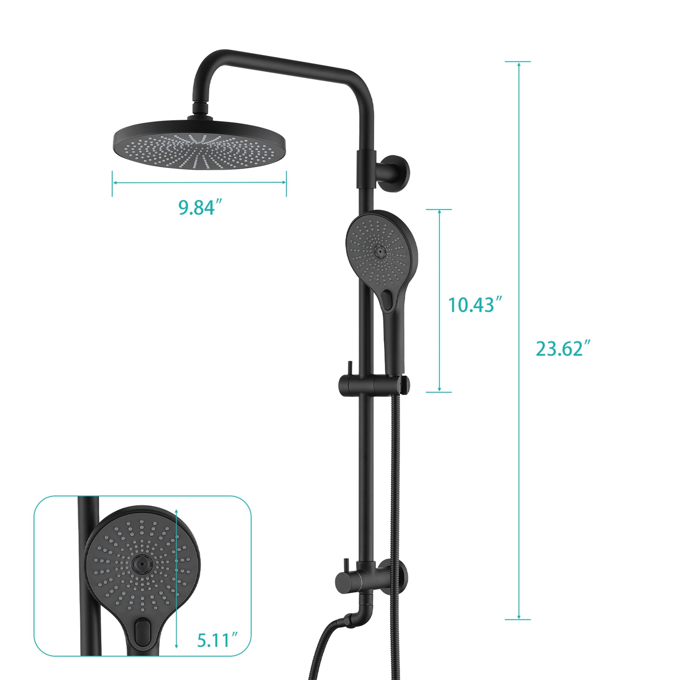 Matte Black Wall Mounted Shower With 8 Inch Rainfall Shower Head - Round  Shower - Bed Bath & Beyond - 34852392