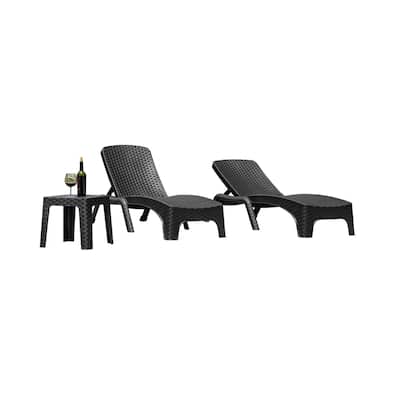 Roma 3-Piece Chaise Lounger Set-Anthracite