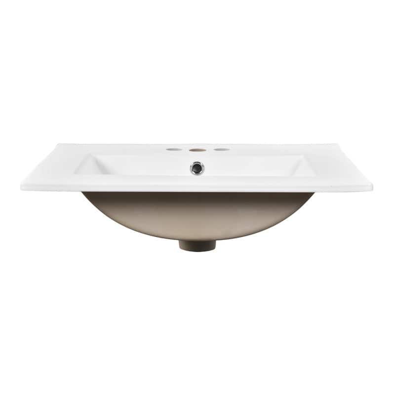 24'' Small Bathroom Vanity with Ceramic Sink, Modern Bathroom Storage Cabinet with Soft-Closing Doors & Interior Shelf