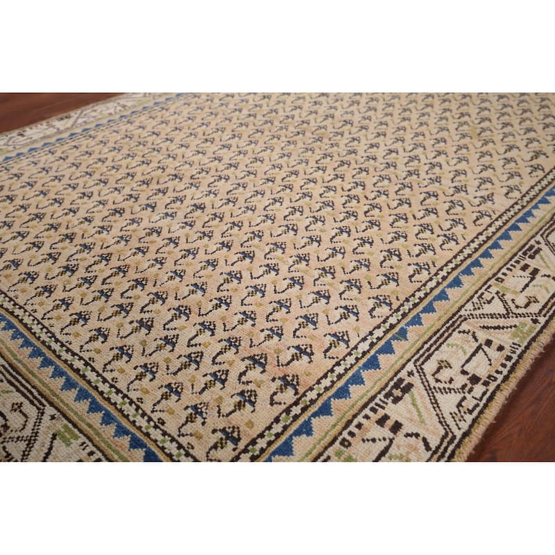All-Over Boteh Botemir Foyer Rug Hand-Knotted Wool Carpet - 3'9" x 6'3"