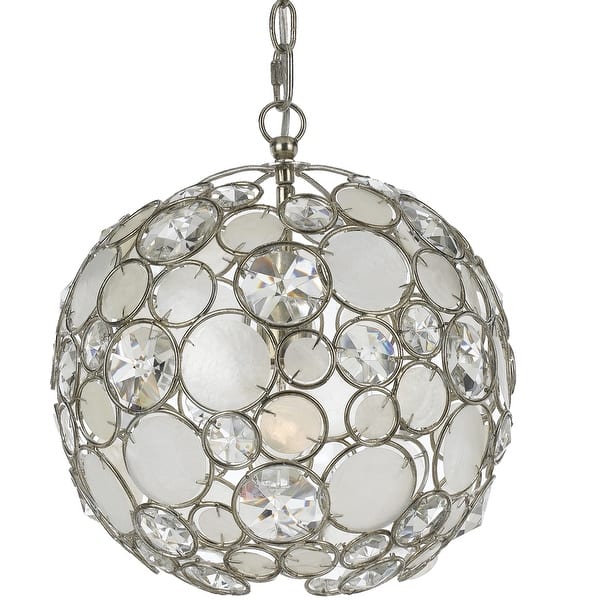 slide 2 of 6, Palla 1 Light Antique Silver Sphere Mini Chandelier - 13'' W x 14'' H