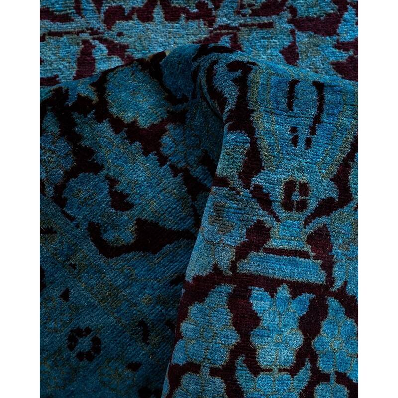 Fine Vibrance One-of-a-Kind Hand-Knotted Runner Rug - Blue, 2' 6" x 8' 3" - 2' 6" x 8' 3"