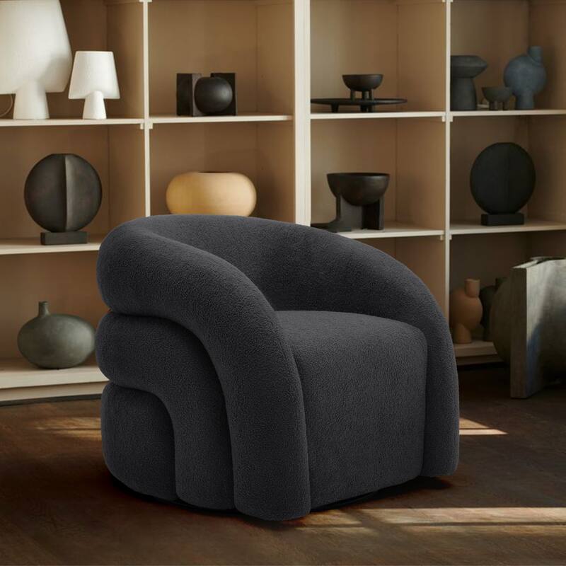 Upholstered Boucle Swivel Accent Chair