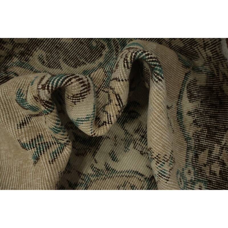 Hand Knotted Oriental 100% Wool Carpet Transitional Floral Beige & Ivories Anatolian Area Rug - 8' 8'' X 5' 9''