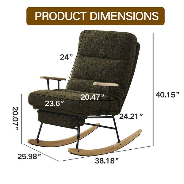 dimension image slide 2 of 3, Modern Teddy Gliding Rocking Chair for Nursery, Living Room, Bedroom