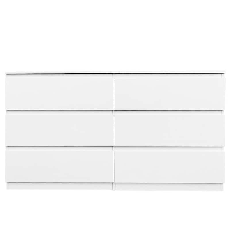 6 Drawer Double Dresser for Bedroom Living Room Hallway - White