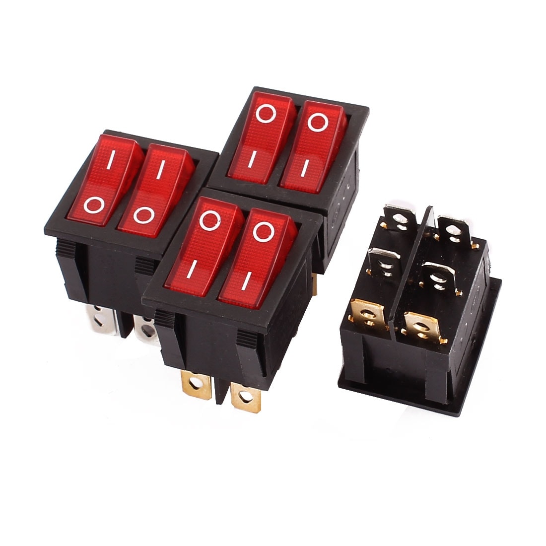 Double Red Light Illuminated 6 Pin SPST ON/OFF Snap IN Boat Rocker Switch KCD6