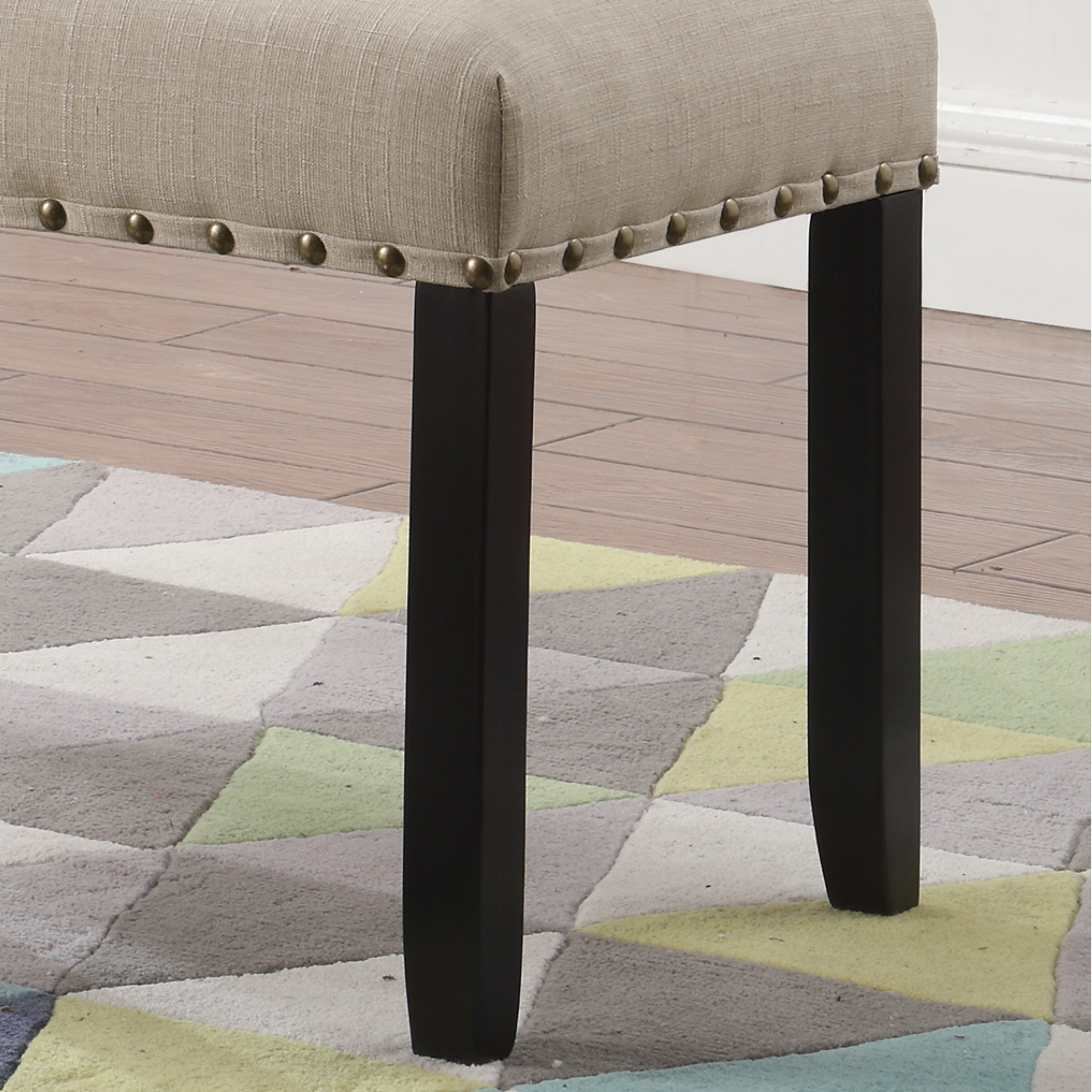 Roundhill Furniture Biony Fabric Dining Bench with Nailhead - Picture 28 of 30