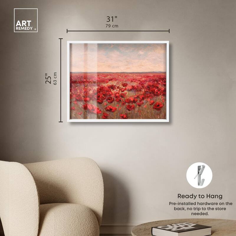Sea of Red Poppies I Shadowbox by Art Remedy