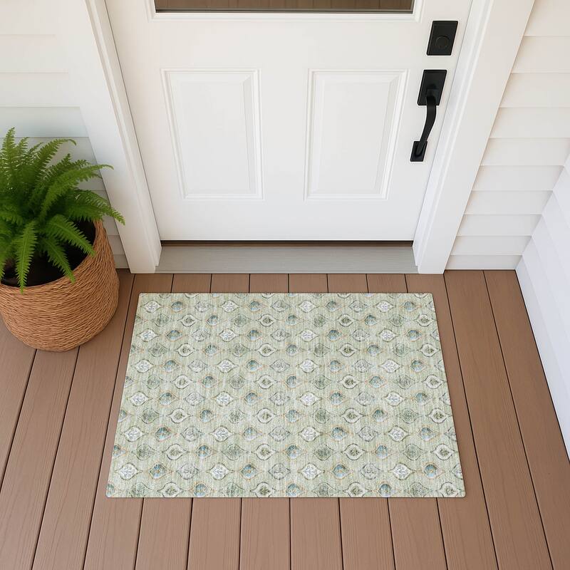 Machine Washable Indoor/ Outdoor Casual Greenwood Chantille Rug - Celery - 1'8" x 2'6"