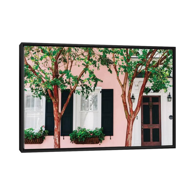 iCanvas "Charleston Pink XV" by Bethany Young Framed Canvas Print - Black - 26x40