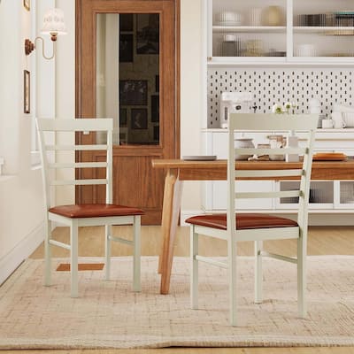 Set of 2/4 Wooden Dining Chairs PU Leather Upholstered Kitchen Chair