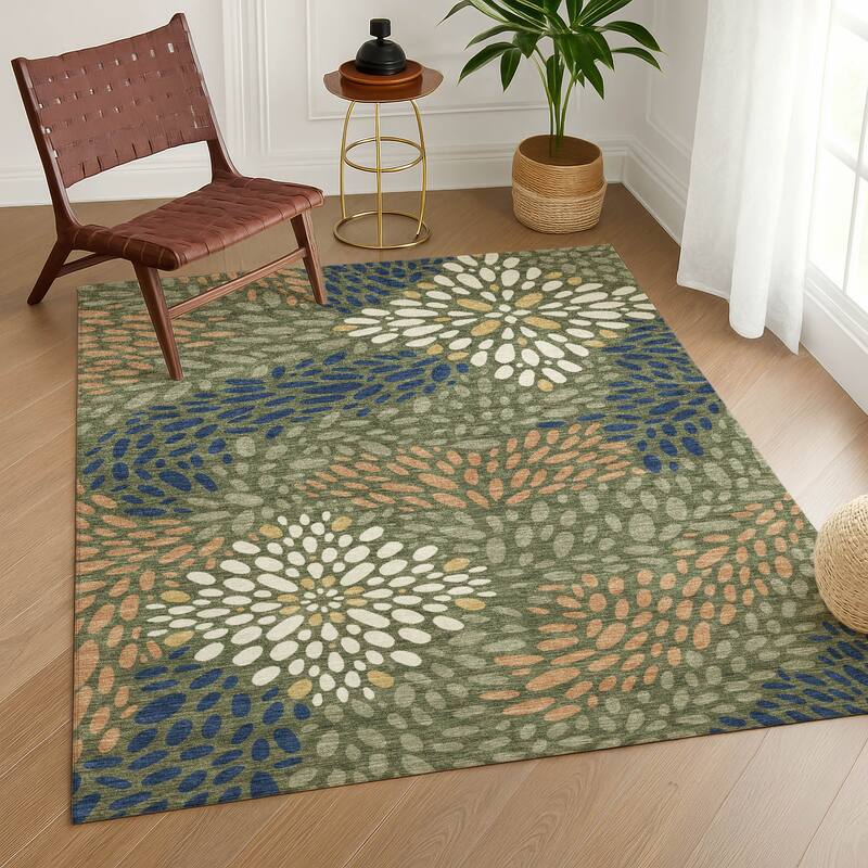 Machine Washable Indoor/ Outdoor Modern Genoa Chantille Rug