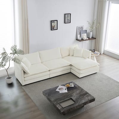 Upholstery Modular L Shaped Sectional Sofa With Reversible Ottoman for Living Room