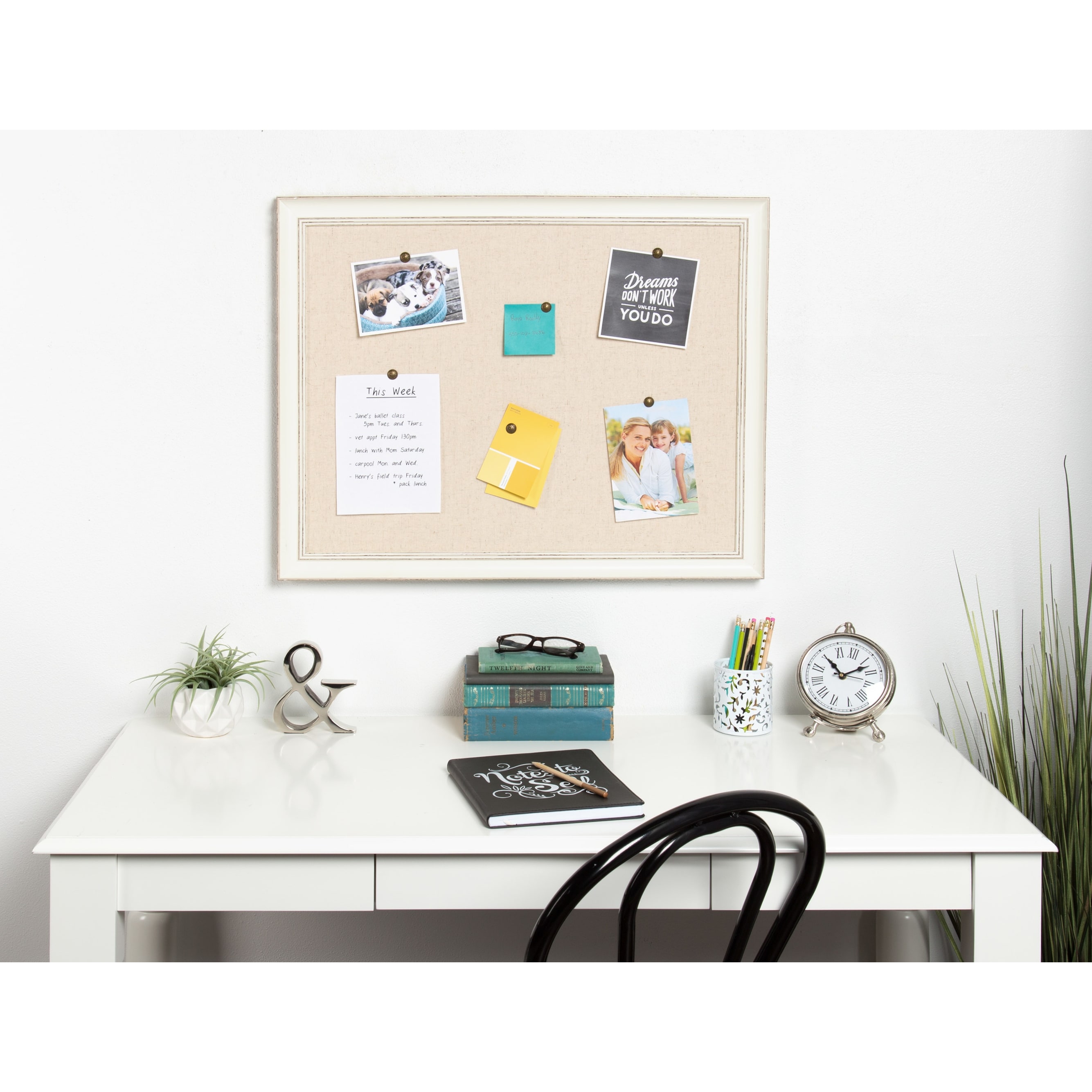 DesignOvation Macon Framed Linen Fabric Pinboard