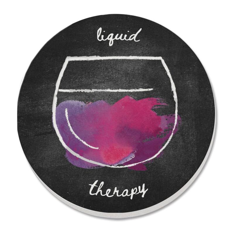Liquid Therapy 4 Pack Absorbent Stone Tumbled Tile Coasters with Cork Backing 4" Round Made in The USA Absorbent Wipes Clean - Multi