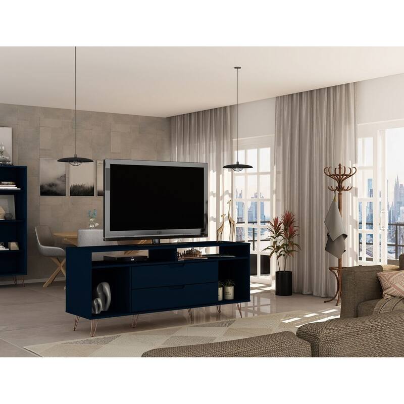 Manhattan Comfort Rockefeller 62.99 In. Metal Leg Media Cabinet Console