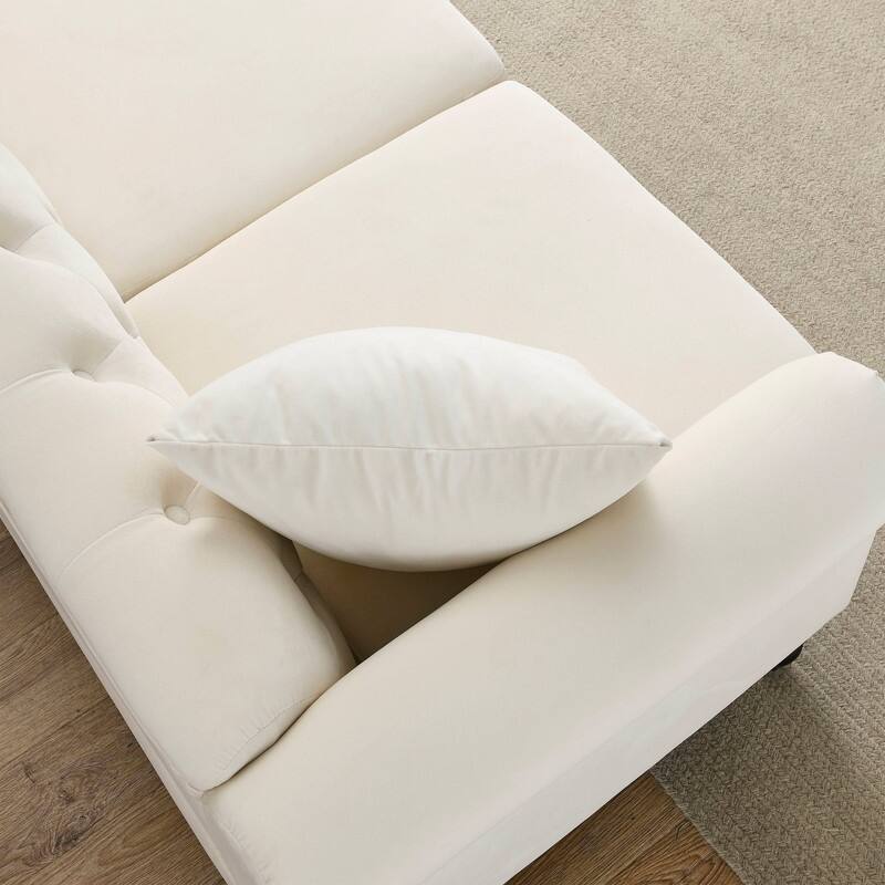 Chesterfield Sofa Velvet for Living Room, 3 Seater Sofa Tufted Couch with Rolled Arms and Nailhead, two pillows 