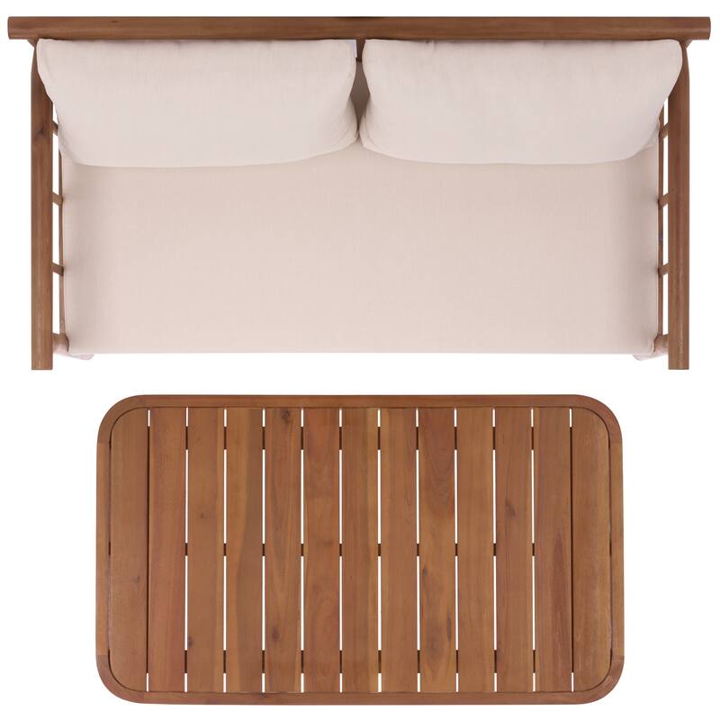 SAFAVIEH Outdoor Living Cardori Bench and Table - 54"W x 27"D x 29"H