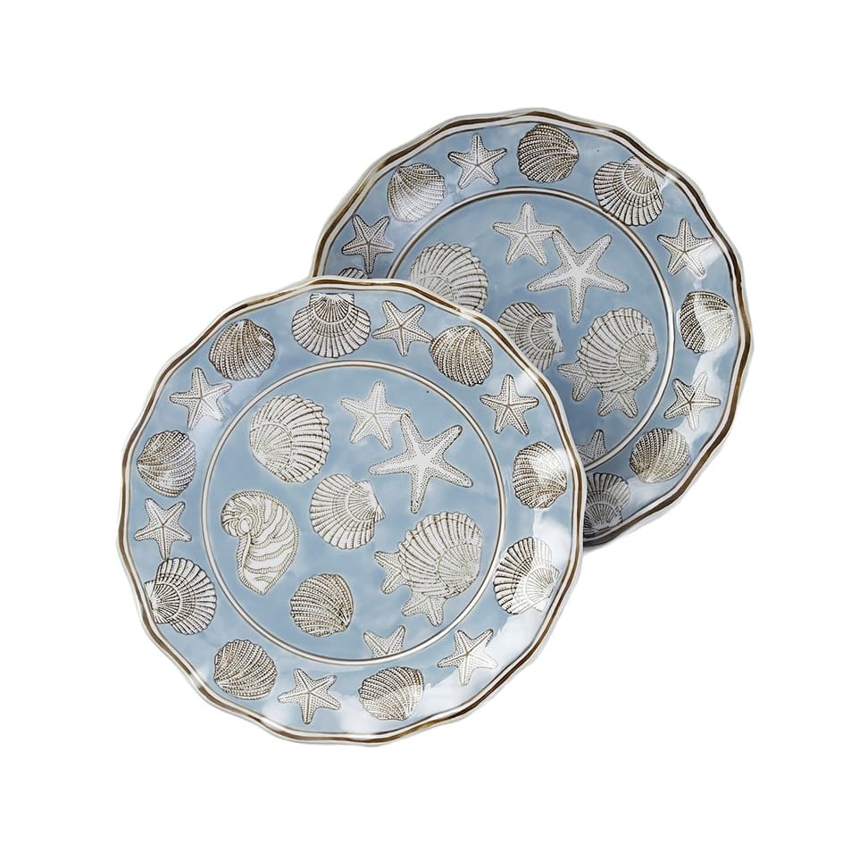 14 1/4 Inch Diameter Seashell Design Round Platter - 1 X 14.25 X 14.25 inches