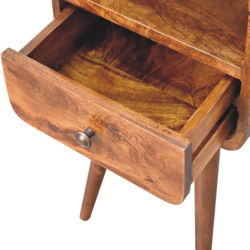 Mid Century Modern Style Drawer Nightstand With Open Shelf,Wooden Storage Side End Table with Drawer