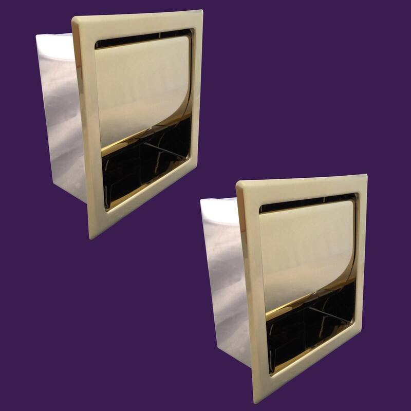 Recessed Toilet Paper Tissue Holder Gold Stainless Steel (Set of 2) Renovators Supply