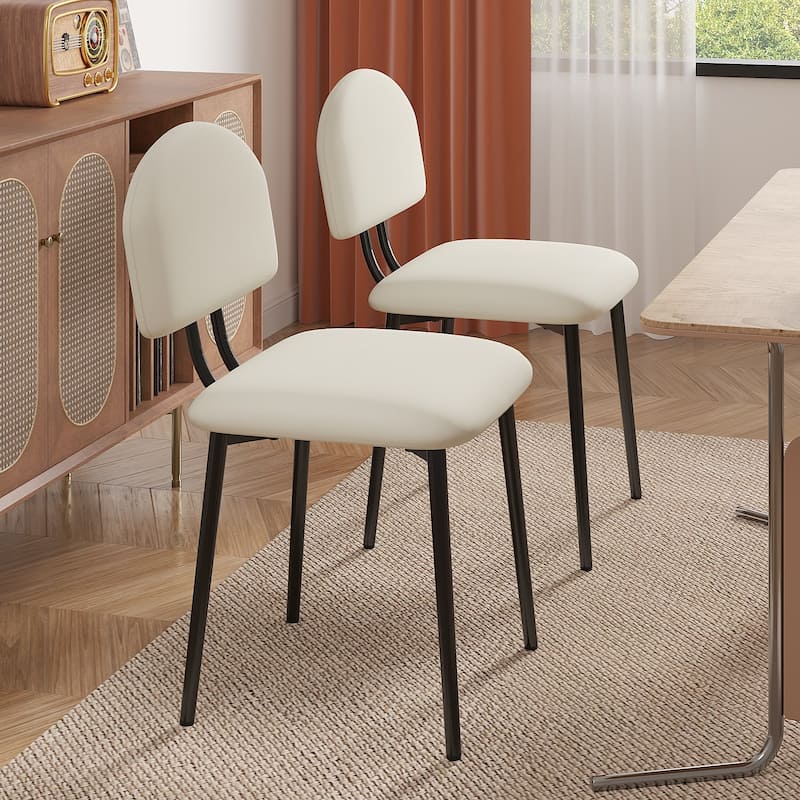 Javlergo Modern PU Leather Dining Chairs Set of 2 or 4 Upholstered Side Chairs Oval Back Compact Kitchen Chairs for Dining Room