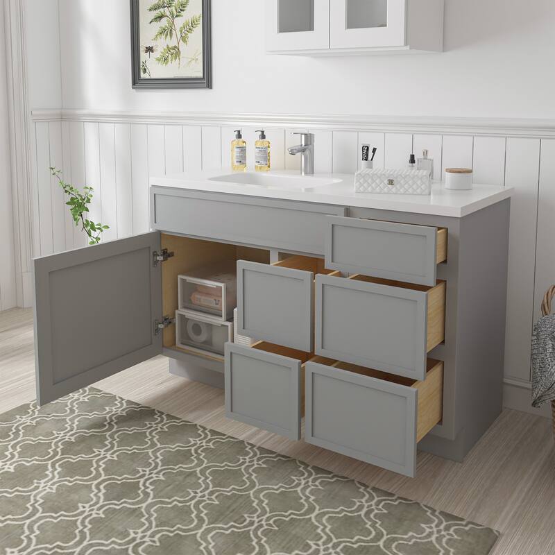 Vanity Art 51" Birch Freestanding Bathroom Vanity Cabinet without Top